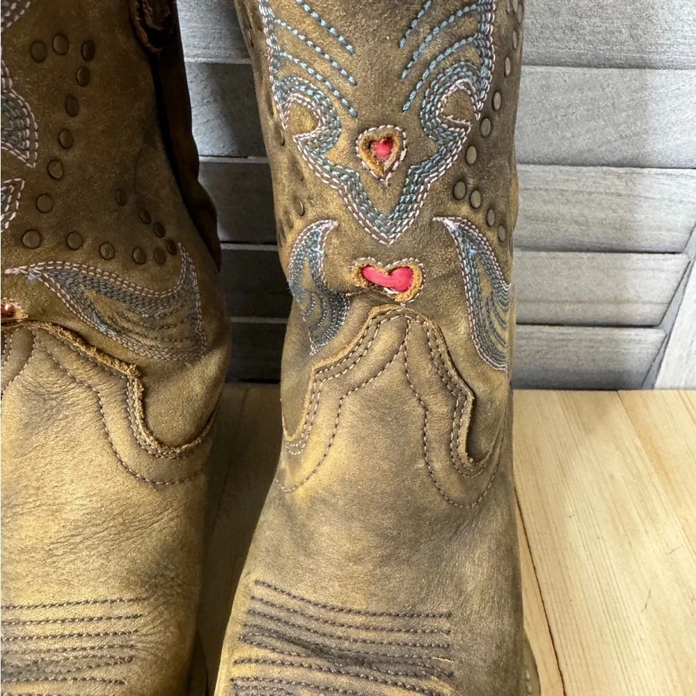 Dan Post Kids Leather Cowboy Boots Size 1.5 Western Rodeo Cowgirl Boots